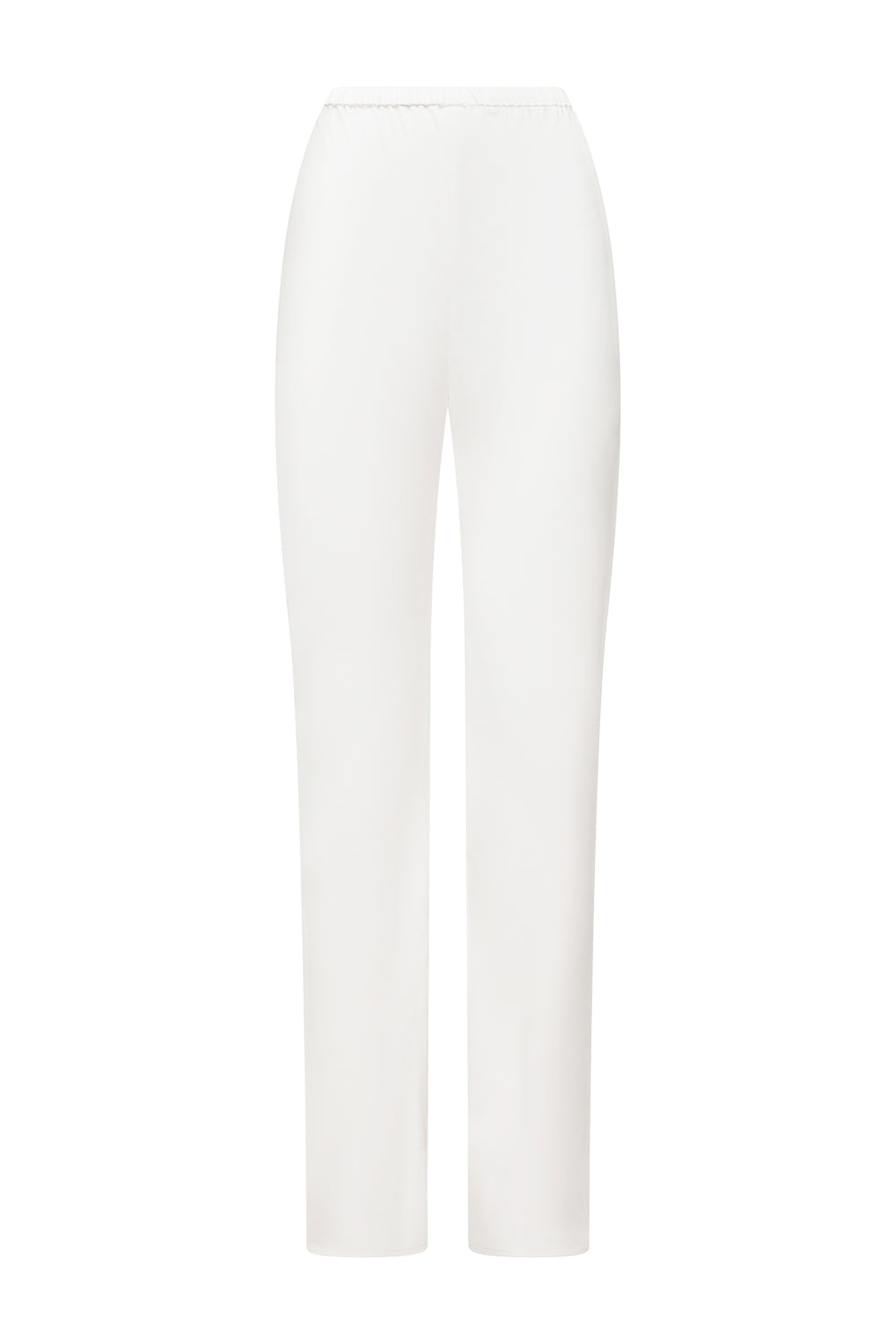 White straight-leg trousers shown flat against a solid white background.