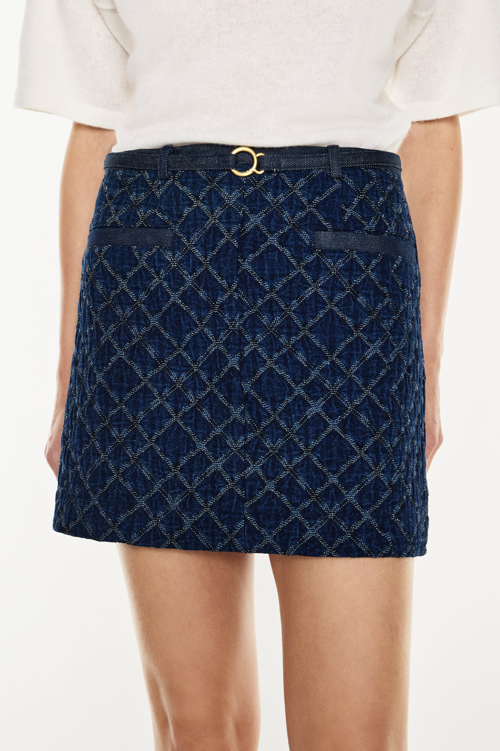Quilted Denim Mini Skirt