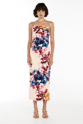 Scattered Floral Strapless Dress