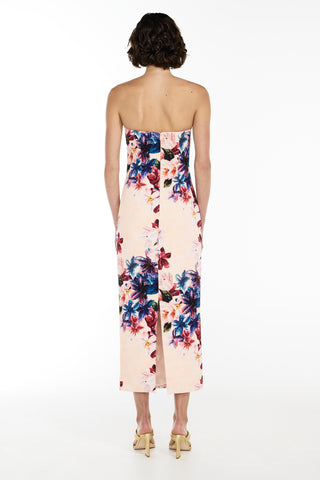 Scattered Floral Strapless Dress