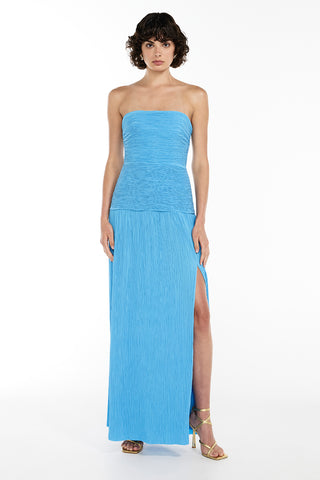 Double Time Pleat Strapless Dress