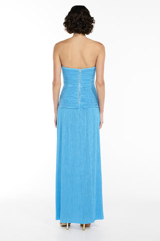 Double Time Pleat Strapless Dress