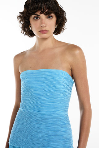 Double Time Pleat Strapless Dress