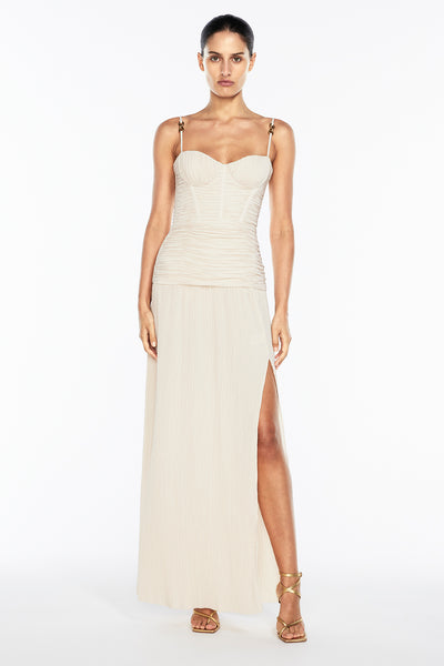 strapless open back dress Double Time Pleat Dress – MANNING CARTELL