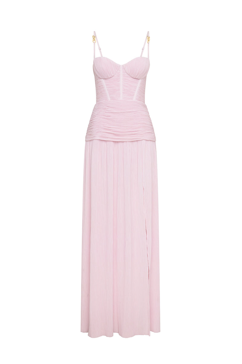 Double time pleat dress hydrangea