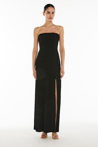 Double Time Pleat Strapless Dress