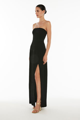 Double Time Pleat Strapless Dress