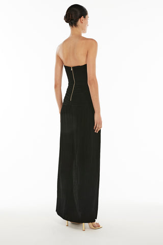 Double Time Pleat Strapless Dress