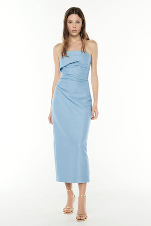 Azure Drift Strapless Dress