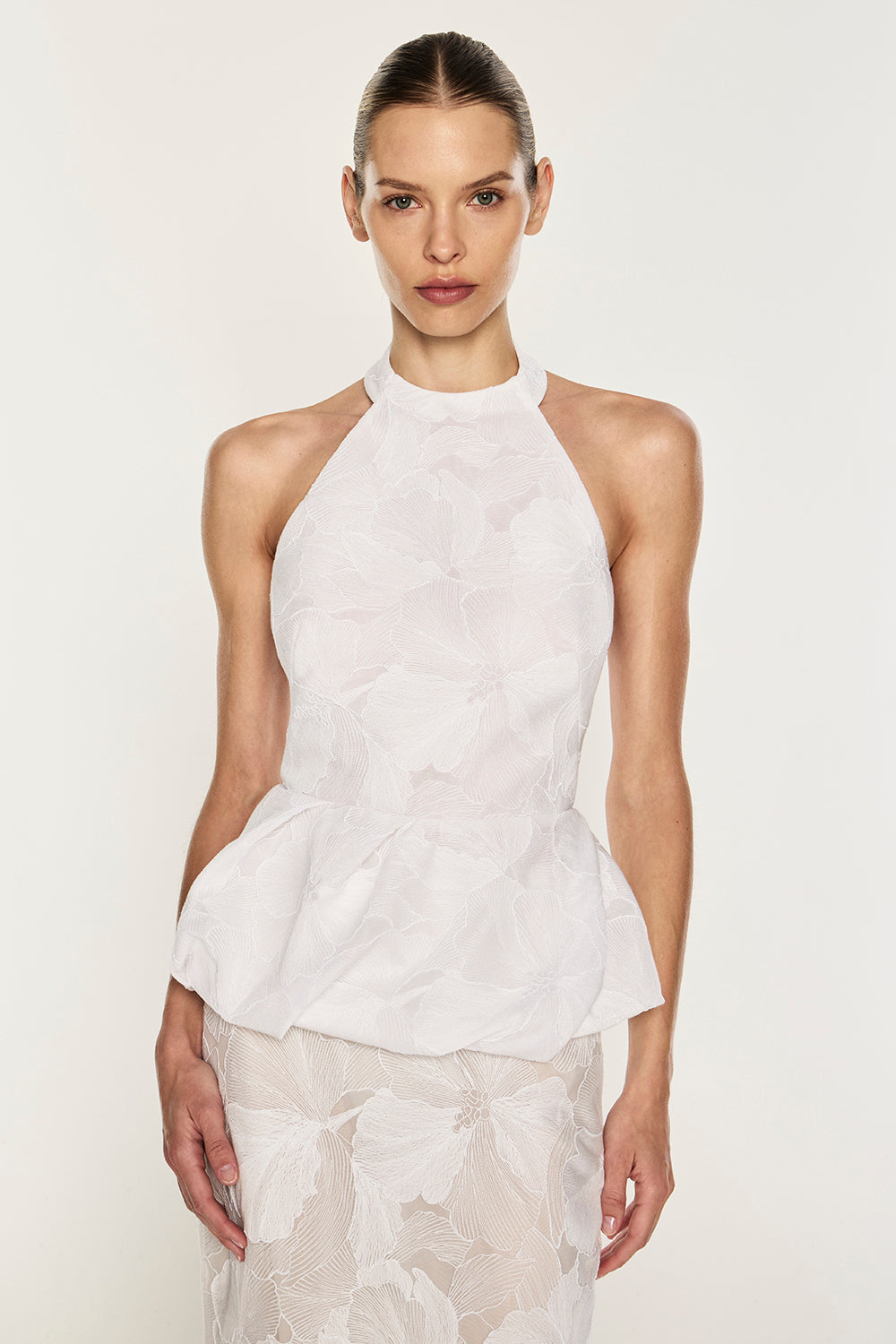 Sheer Force Peplum Top