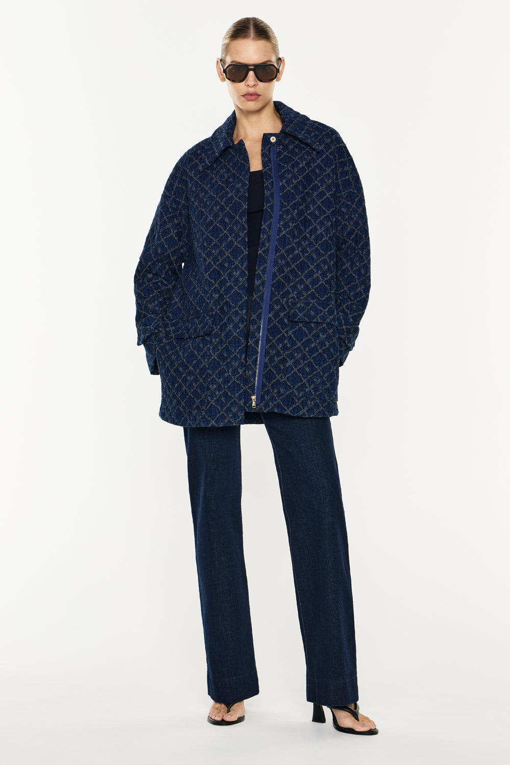 Quilted Denim Bomber