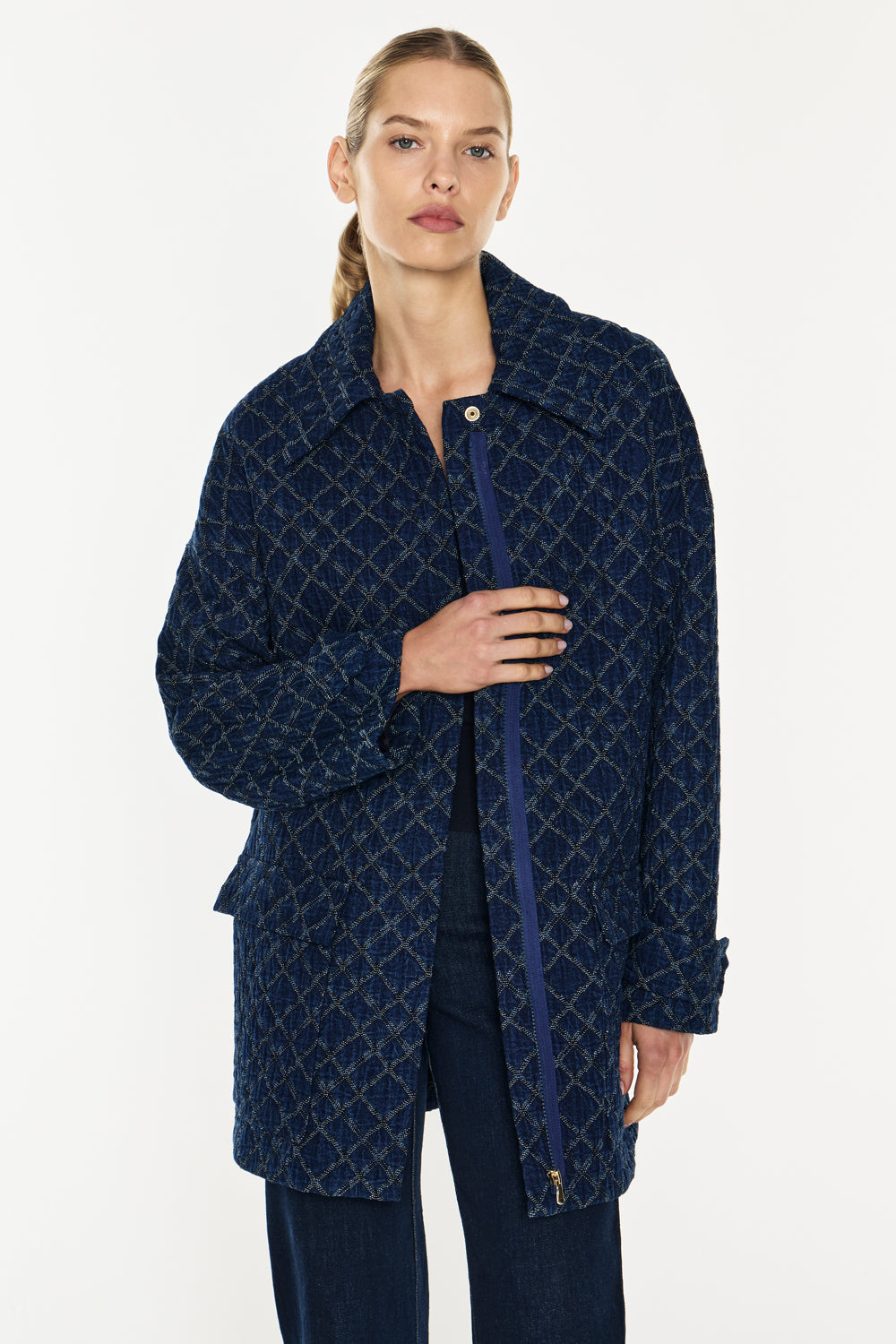 Quilted Denim Bomber