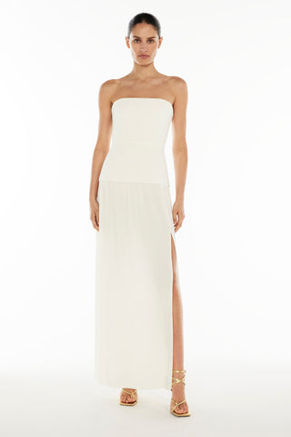 Double Time Pleat Strapless Dress