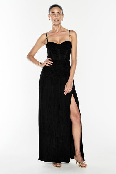 open lace back dress Rent Manning Cartell Double Time Pleat Dress (Black) – Dress for a Night main image 1