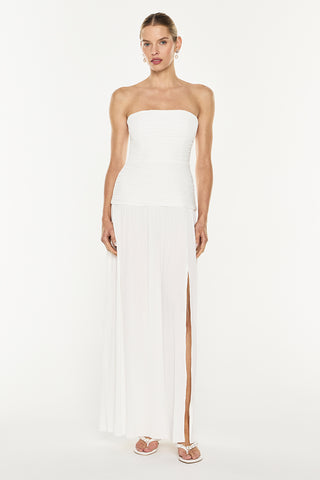 Double Time Pleat Strapless Dress