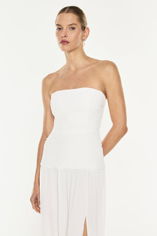 Double Time Pleat Strapless Dress