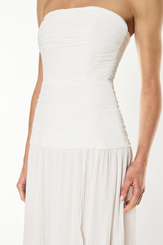 Double Time Pleat Strapless Dress