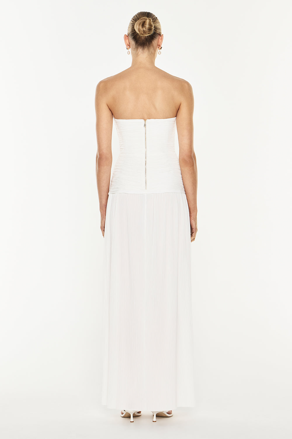 Double Time Pleat Strapless Dress