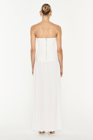 Double Time Pleat Strapless Dress