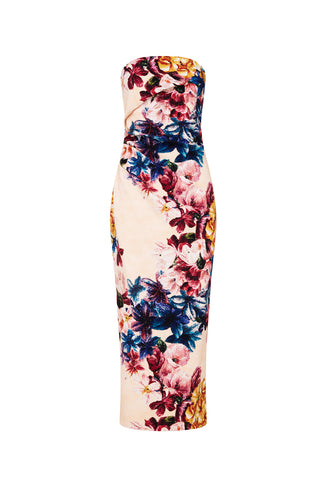 Scattered Floral Strapless Dress