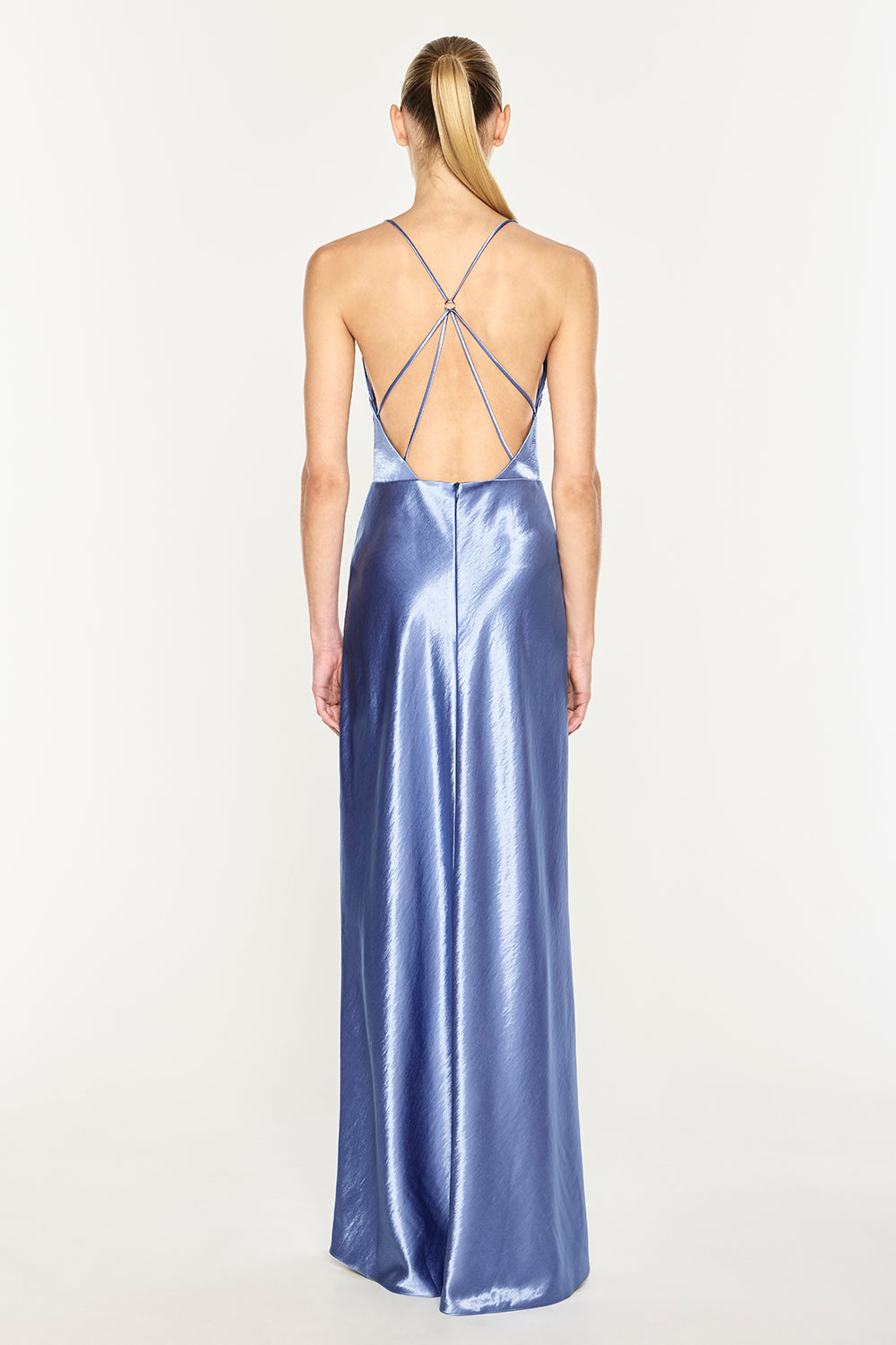 High Gloss Plunge Neck Slip Dress