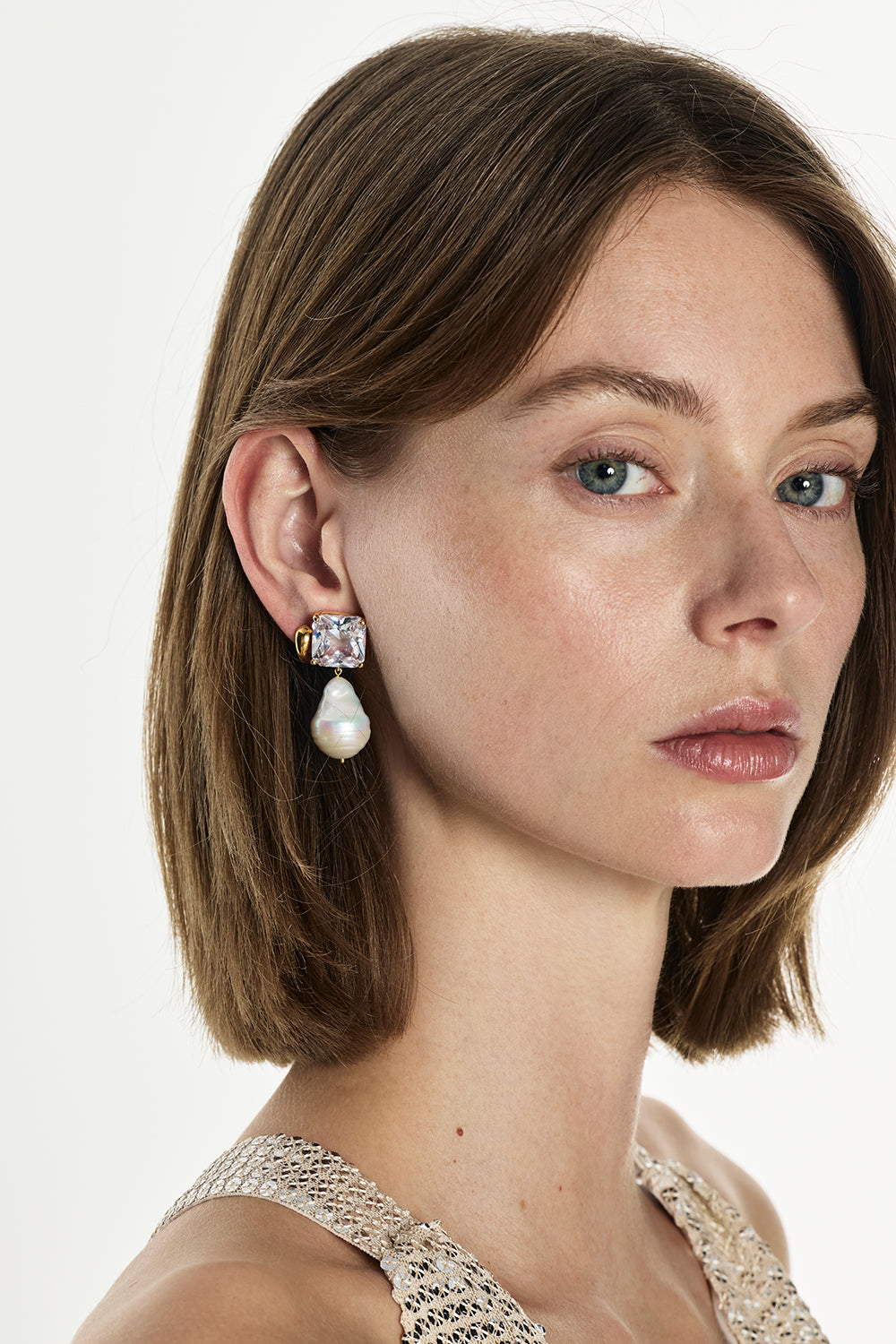 Diamante Pearl Small Earrings