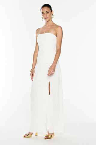 Double Time Pleat Strapless Dress