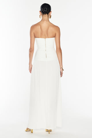 Double Time Pleat Strapless Dress