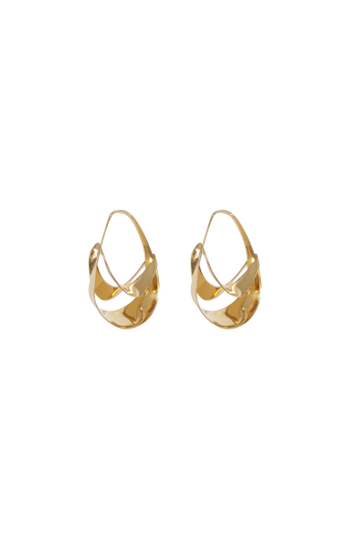 Textured Double Hoops Earrings - 14k Gold and Silver | BONDEYE JEWELRY ®