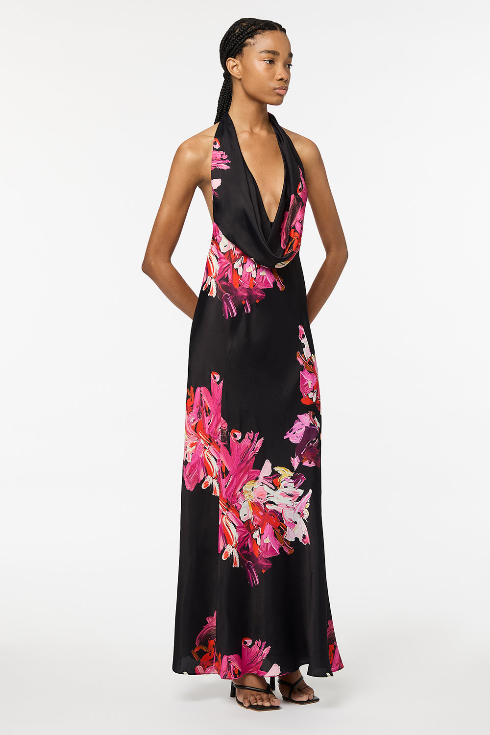 Black and pink hot sale floral maxi dress