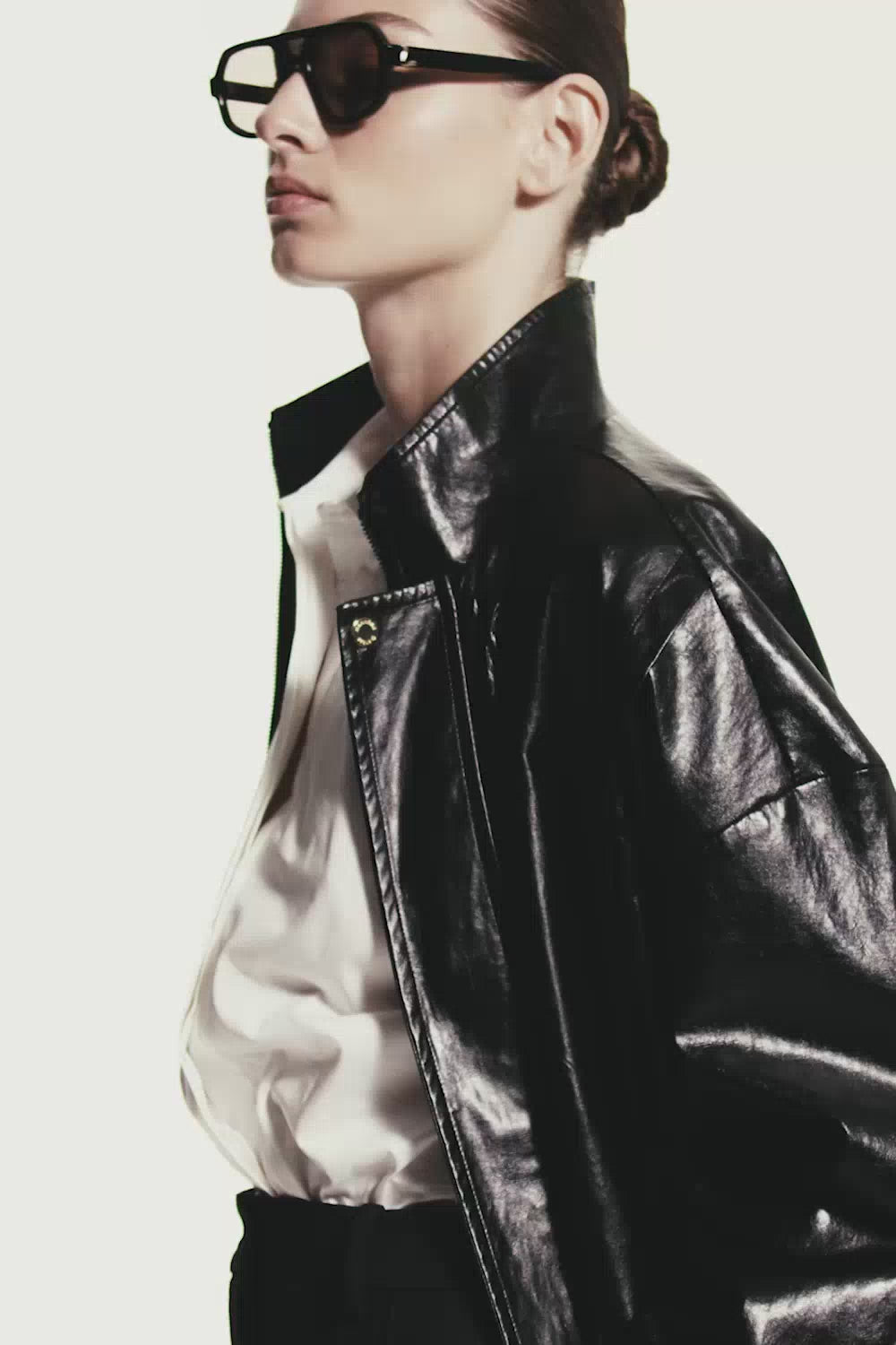 Model wearing Love x Love Bomber Jacket